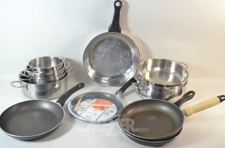 gr. Posten Hausrat: Töpfe, Pfannen,