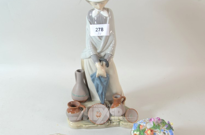 Porz.-Figur, Lladro sowie 1 kl.