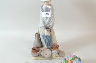 Porz.-Figur, Lladro sowie 1 kl.
