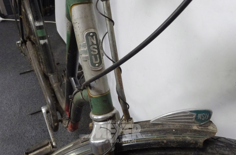Damenrad NSU, grün/schwarz, mit Korb