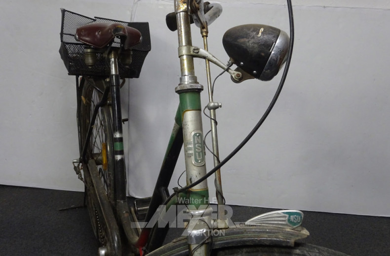 Damenrad NSU, grün/schwarz, mit Korb