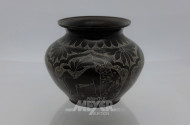 oriental. Vase, Metall, mit erotischen