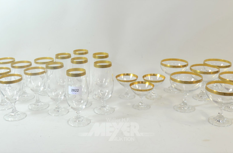 35 Gläser mit Goldranddekor:
