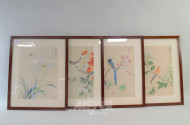 4 Bilder ''Blumen/Vögel'', 38 x 28 cm