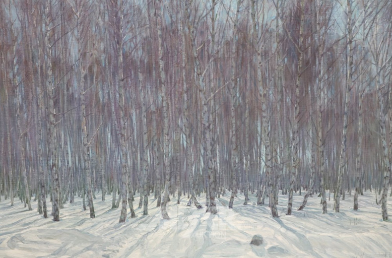 Gemälde, ''winterl. Birkenwald''