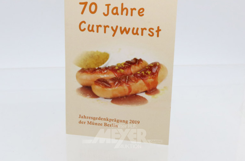 9 Gedenkprägungen 70 Jahre Currywurst,