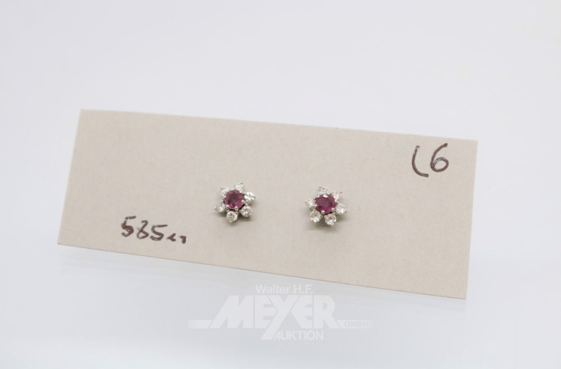 Paar Ohrstecker, 585er WG, je besetzt