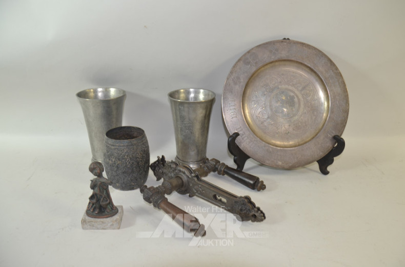 kl. Posten Zinn: Teller, Becher,