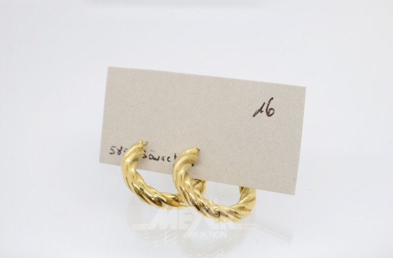 Paar Creolen, 585er GG (Säuretest)