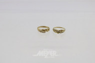2 Damenringe, 333er GG, besetzt mit