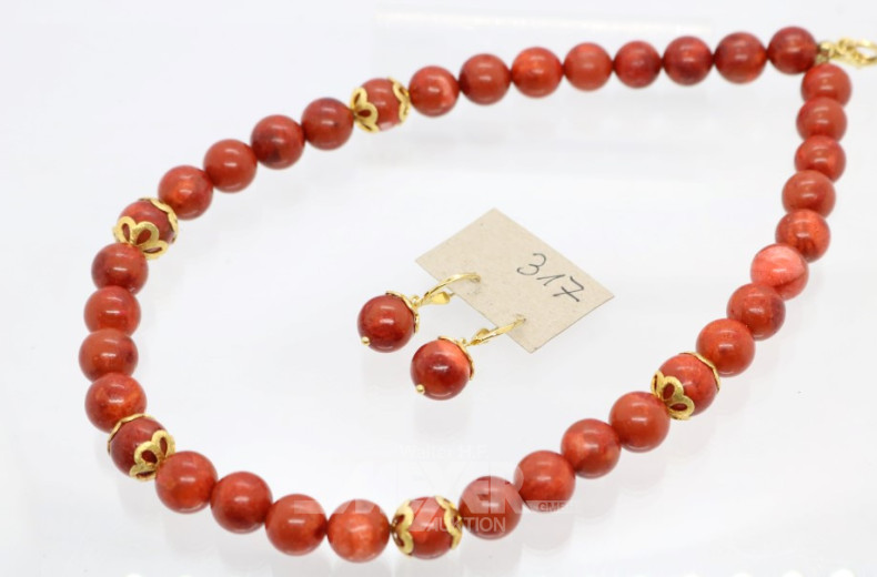 Korallen-Schmuck-Set, 2-tlg., best. aus:
