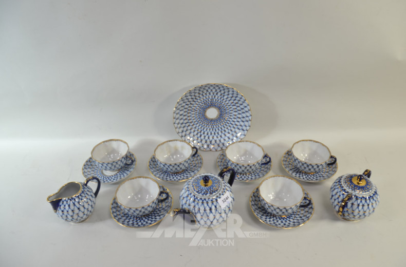 Porz.-Tee-Service, blau/weiß mit