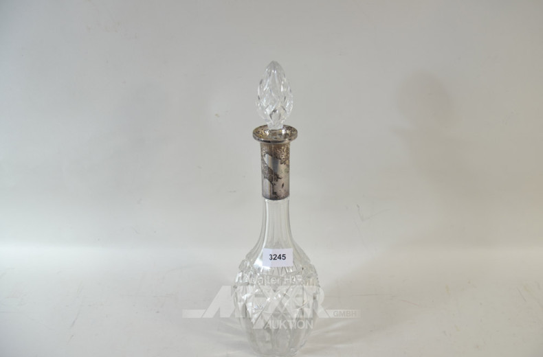 Kristall-Karaffe mit Silbermontierung