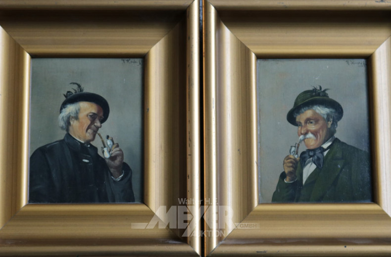 Paar Gemälde ''Pfeifenrauchende Männer''