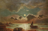 Gemälde ''Abendstimmung mit Fischer-