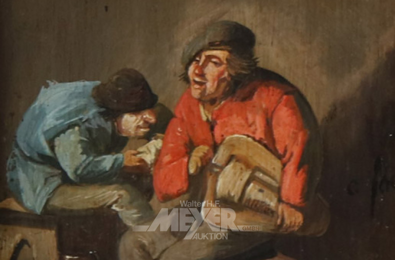 kl. Gemälde ''Interieur mit Männern''