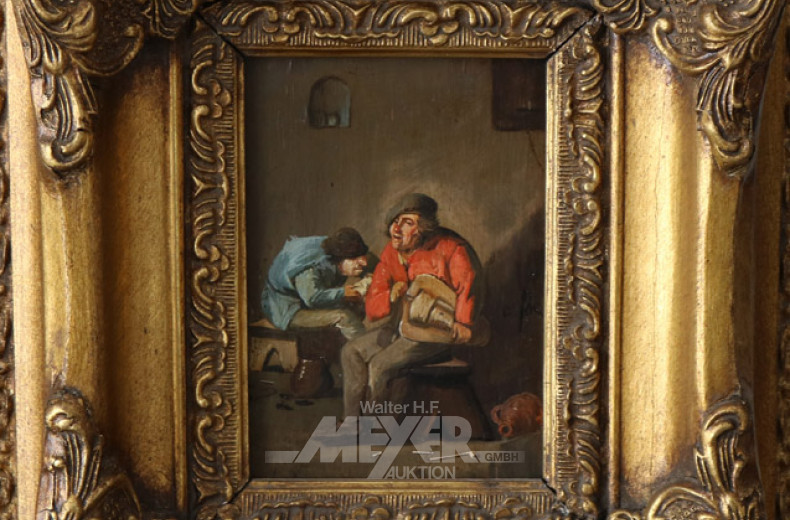 kl. Gemälde ''Interieur mit Männern''