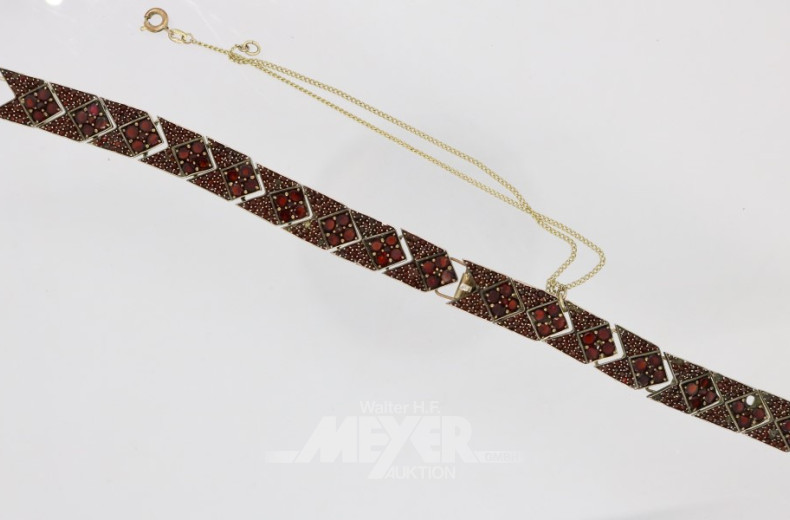 Armband, Silber mit Granaten