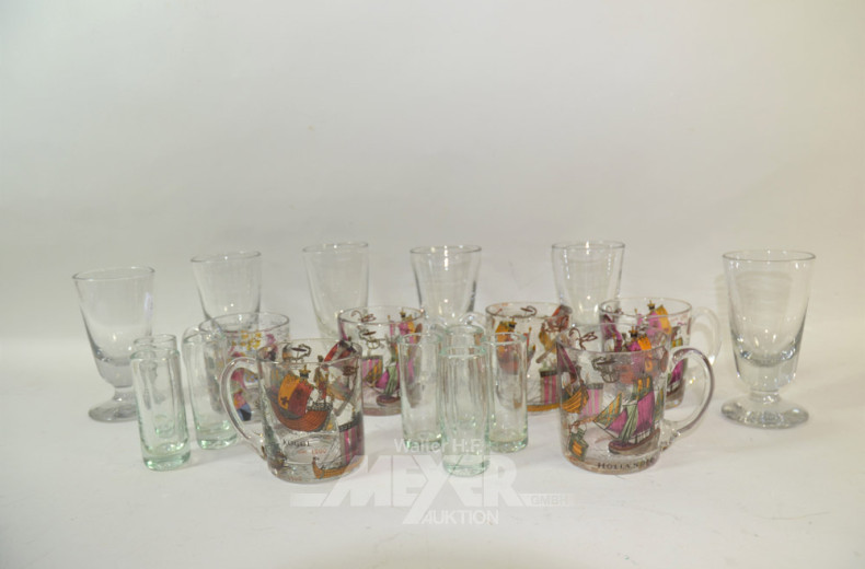 23 div. Gläser u. Stamper, tls. mit