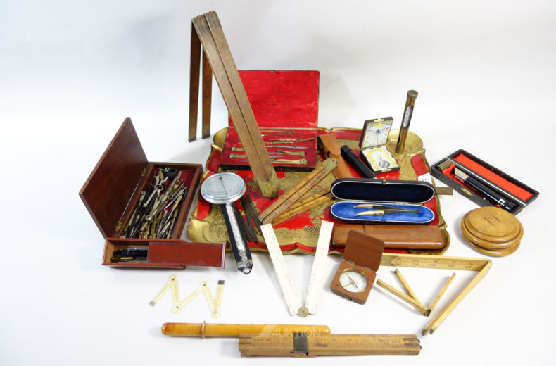 Posten div. Zirkelkästen, Gewichtssätze,