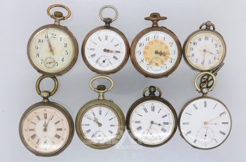 18 Taschen- und Anhängeruhren, tlw. Silber