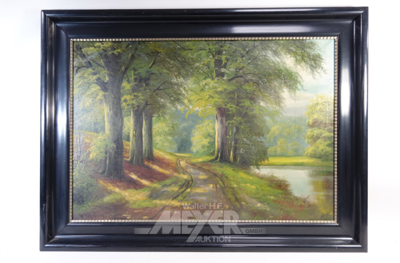 Gemälde ''Waldlandschaft mit Flußlauf''