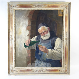 Gemälde ''Mönch bei der Weinprobe''