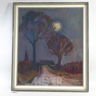 Gemälde / Collage  ''Bauernhof bei Nacht''