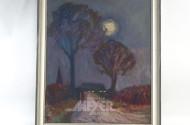 Gemälde / Collage  ''Bauernhof bei Nacht''