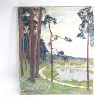 Gemälde ''Waldstück mit See''