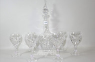 Kristall-Keulenkaraffe mit 6 Gläsern