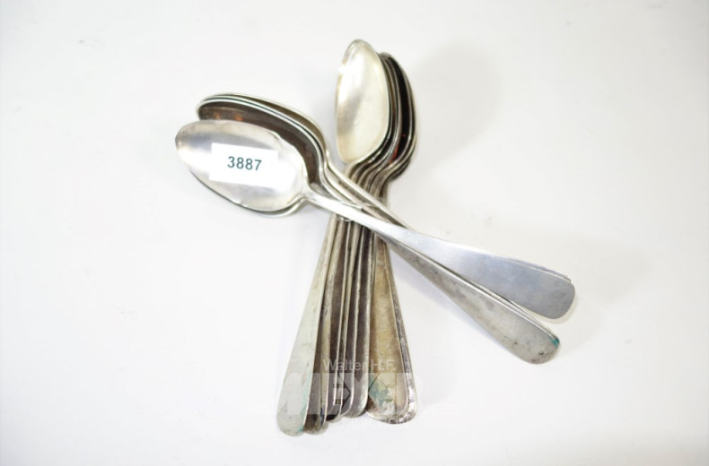 12 antike Silberlöffel, 800er Silber,