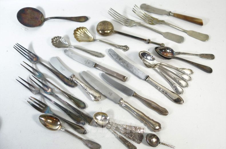 Posten versch. Besteckteile, versilbert
