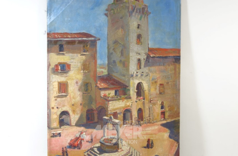 Gemälde ''Dorfansicht mit Brunnen''