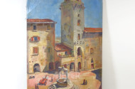 Gemälde ''Dorfansicht mit Brunnen''