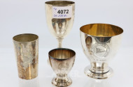 4 versch. Becher-Pokale, Silber