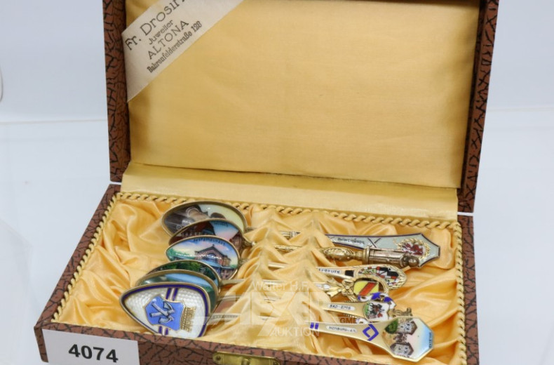 6 Silber-Andenkenlöffel, 800er