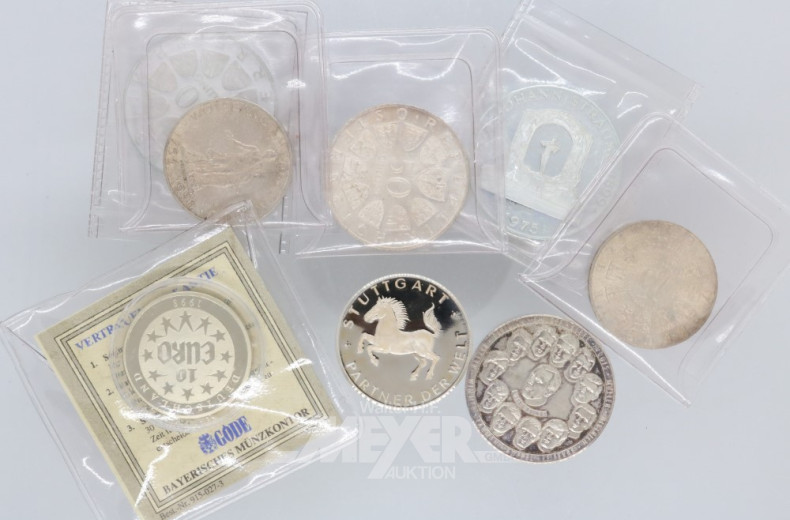 kl. Posten versch. Andenken-Münzen:
