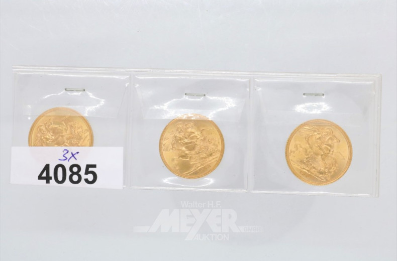 3 Goldmünzen ''1 Sovereign''