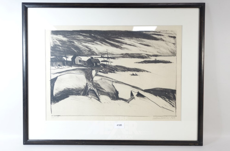 Lithografie ''Fischerdorf''