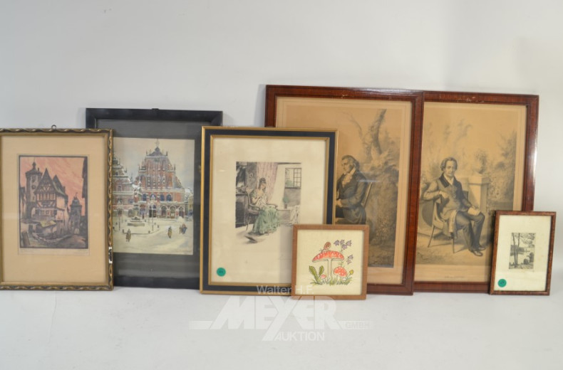 13 div. Bilder: Burgansicht, Portraits,