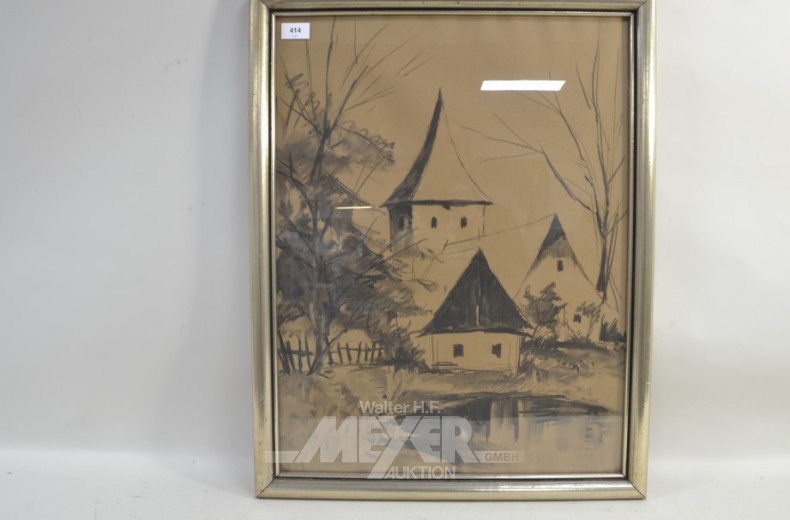 Bild ''Dorfansicht'' 62 x 67 cm