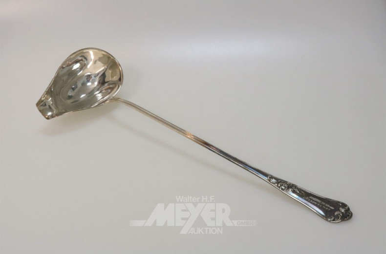 Bowlenkelle, 800er Silber mit Widmung,