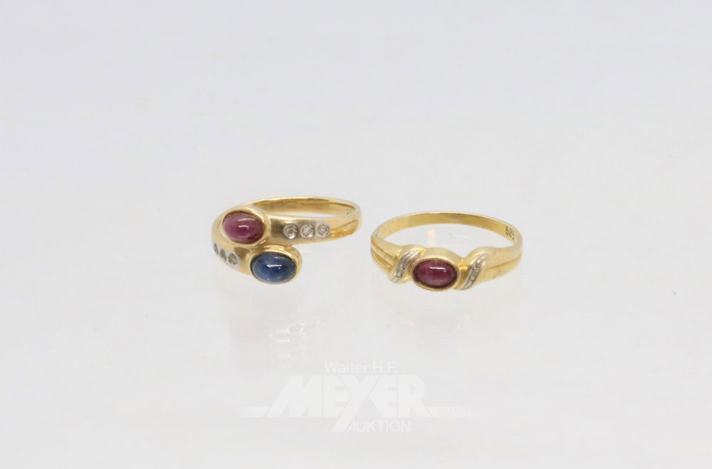 2 kl. Damenringe, 585er GG,