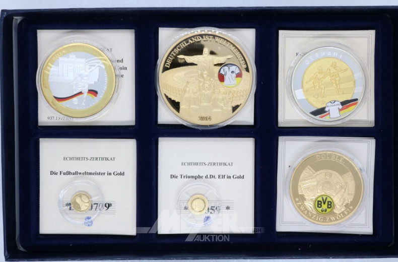 Schachtel mit 6 Gedenkprägungen,