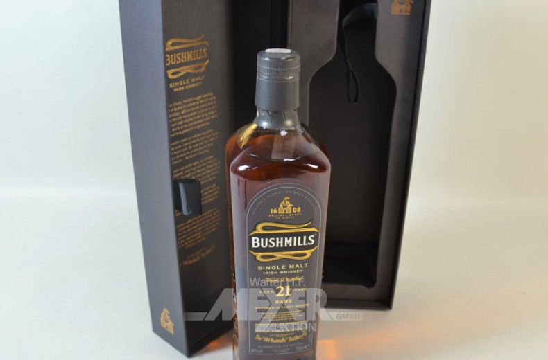 Flasche Whiskey ''Bushmills'', 21 Jahre