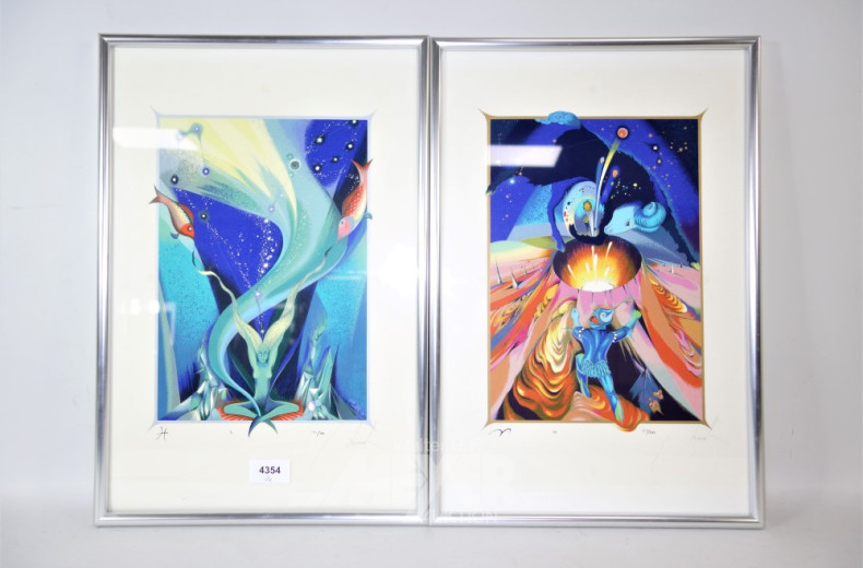 2 Lithografien ''Abstrakte Darstellungen''