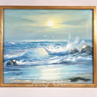Gemälde ''Abendsonne über dem Meer''