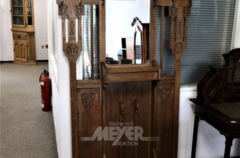Jugendstil-Garderobe Eiche, um 1910,