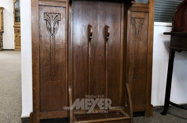 Jugendstil-Garderobe Eiche, um 1910,